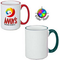 15 Oz. Handle & Halo El Grande Mug - 4 Color Process (White/Green)